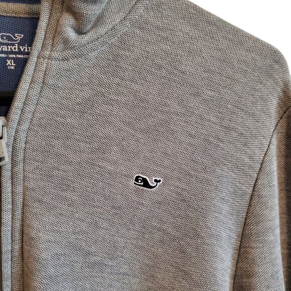 Vineyard Vines Callao/Peru Preppy Pullover Quarter Zip Light Grey XL - Picture 5 of 15